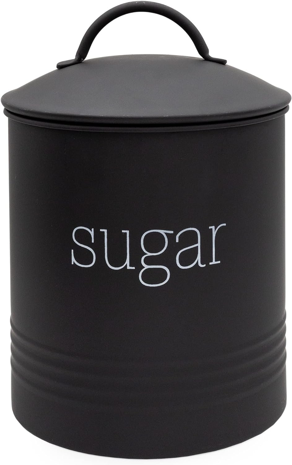 AuldHome Enamelware Black Sugar Canister; Modern Farmhouse Staples Storage for Kitchen