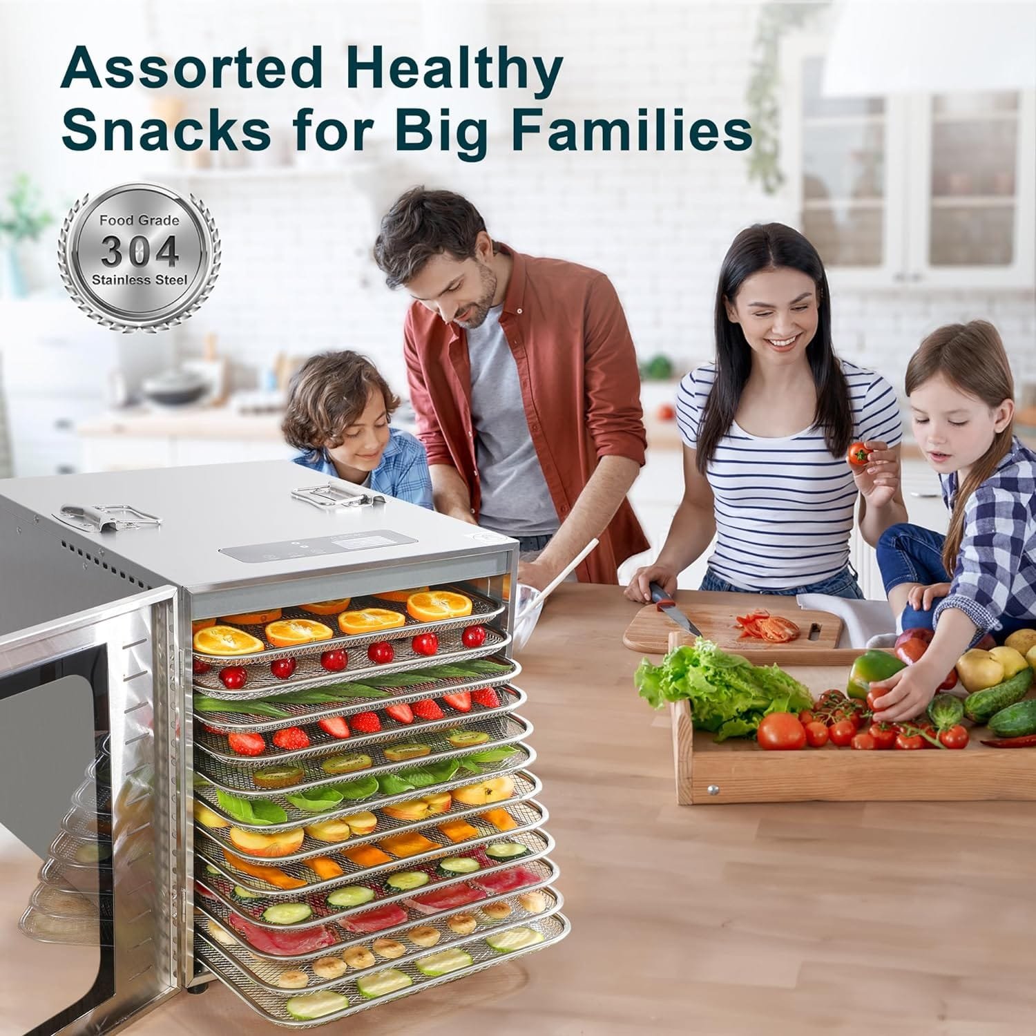 Ausegia 12 Trays Large Food Dehydrator for Jerky, with 20.67ft² Drying Space, 1200W, 68°f-194°f Accurate Temperature Control, with 24H Timer, for Herbs Fruit Meat Yogurt