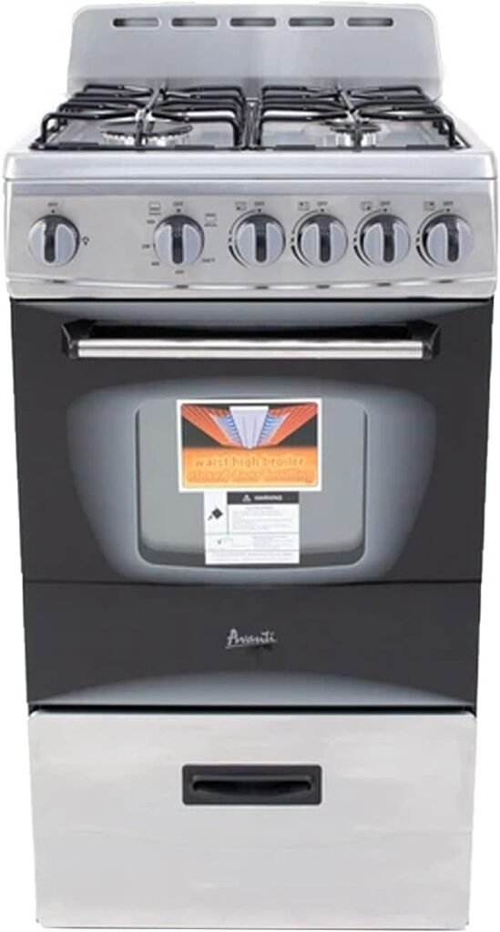 Avanti GR2013CSS Gas Range, 20, Black,Stainless Steel