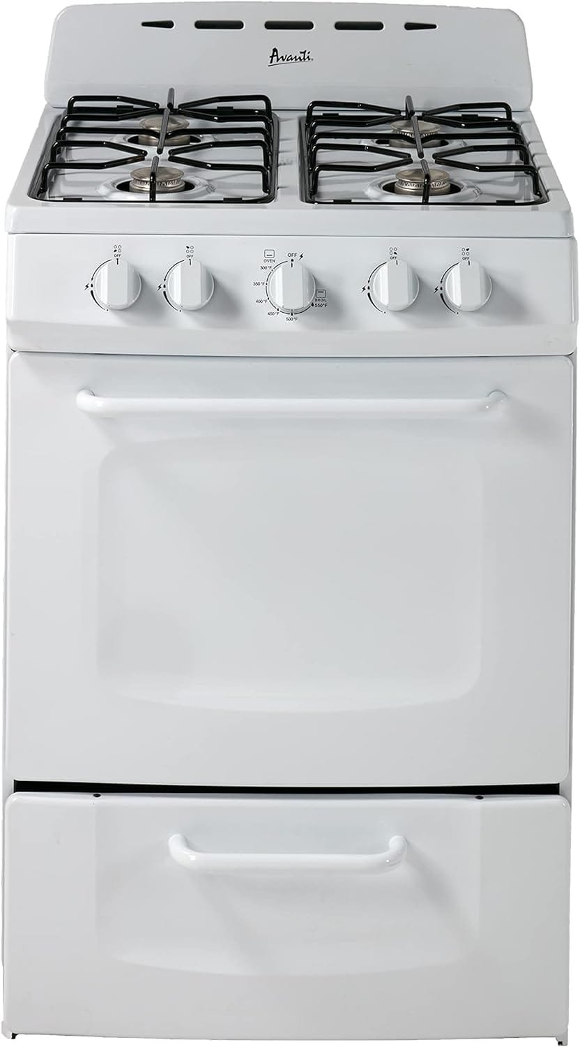 Avanti GRO24P0W GRO24 24 Gas Range Oven with Solid Metal Door, in White Avanti GRO24P0W GRO24 24 Gas Range Oven with Solid Metal Door, in White