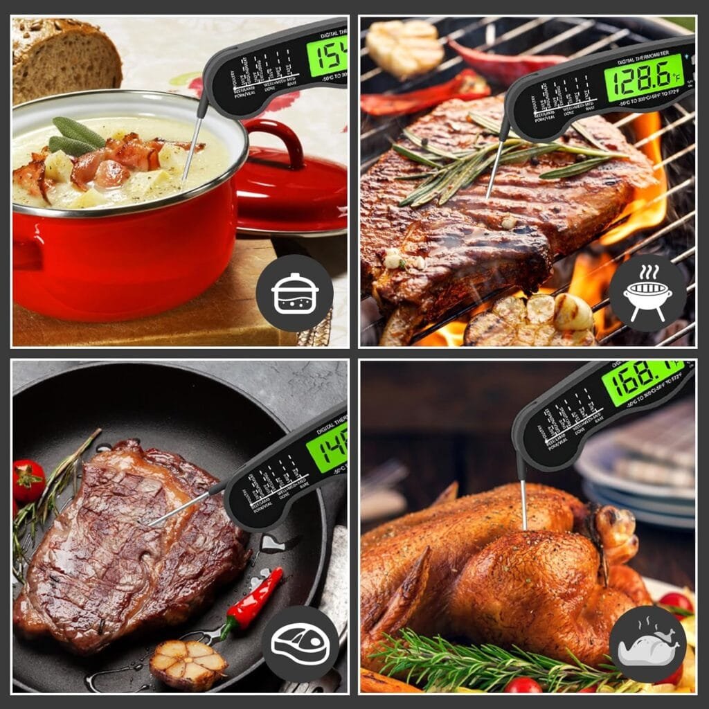 AWLKIM Meat Thermometer Digital - Fast Instant Read Food Thermometer for Cooking, Candy Making, Outside Grill, Waterproof Kitchen Thermometer with Backlight  Hold Function - Red AWLKIM Meat Thermometer Digital - Fast Instant Read Food Thermometer for Cooking, Candy Making, Outside Grill, Waterproof Kitchen Thermometer with Backlight  Hold Function - Red