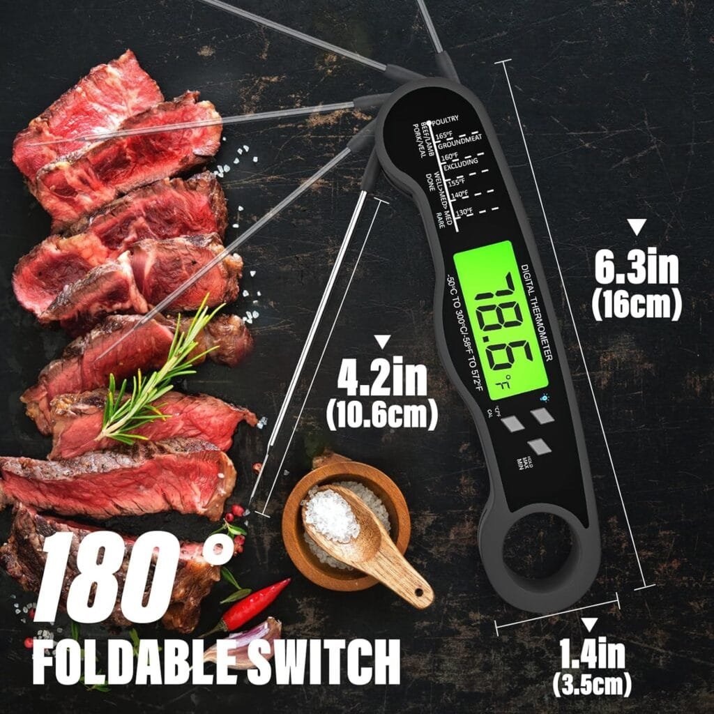AWLKIM Meat Thermometer Digital - Fast Instant Read Food Thermometer for Cooking, Candy Making, Outside Grill, Waterproof Kitchen Thermometer with Backlight  Hold Function - Red AWLKIM Meat Thermometer Digital - Fast Instant Read Food Thermometer for Cooking, Candy Making, Outside Grill, Waterproof Kitchen Thermometer with Backlight  Hold Function - Red