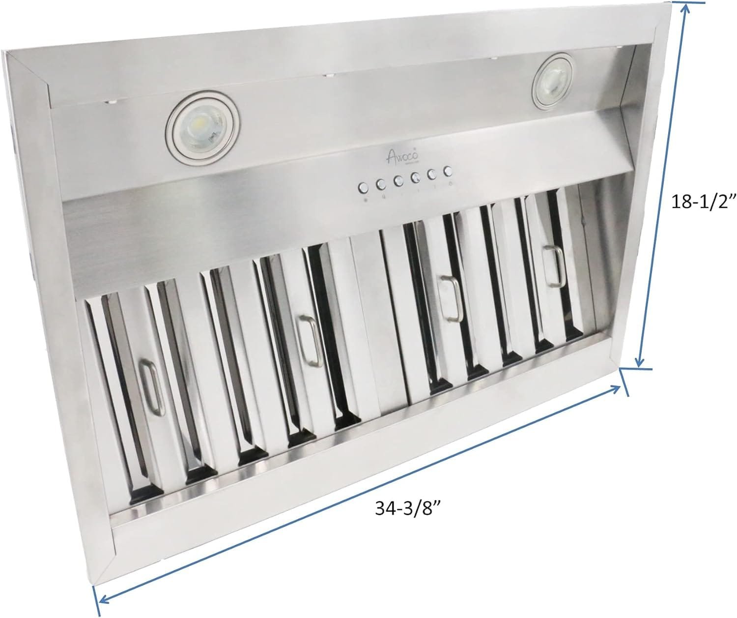 Awoco RH-BQ-X36 18.5” Depth Ducted Built-in/Insert Stainless Steel Range Hood, 4-Speed, 700 CFM, LED Lights, Baffle Filters for Wood Hood (36” Ducted) Awoco RH-BQ-X36 18.5” Depth Ducted Built-in/Insert Stainless Steel Range Hood, 4-Speed, 700 CFM, LED Lights, Baffle Filters for Wood Hood (36” Ducted)