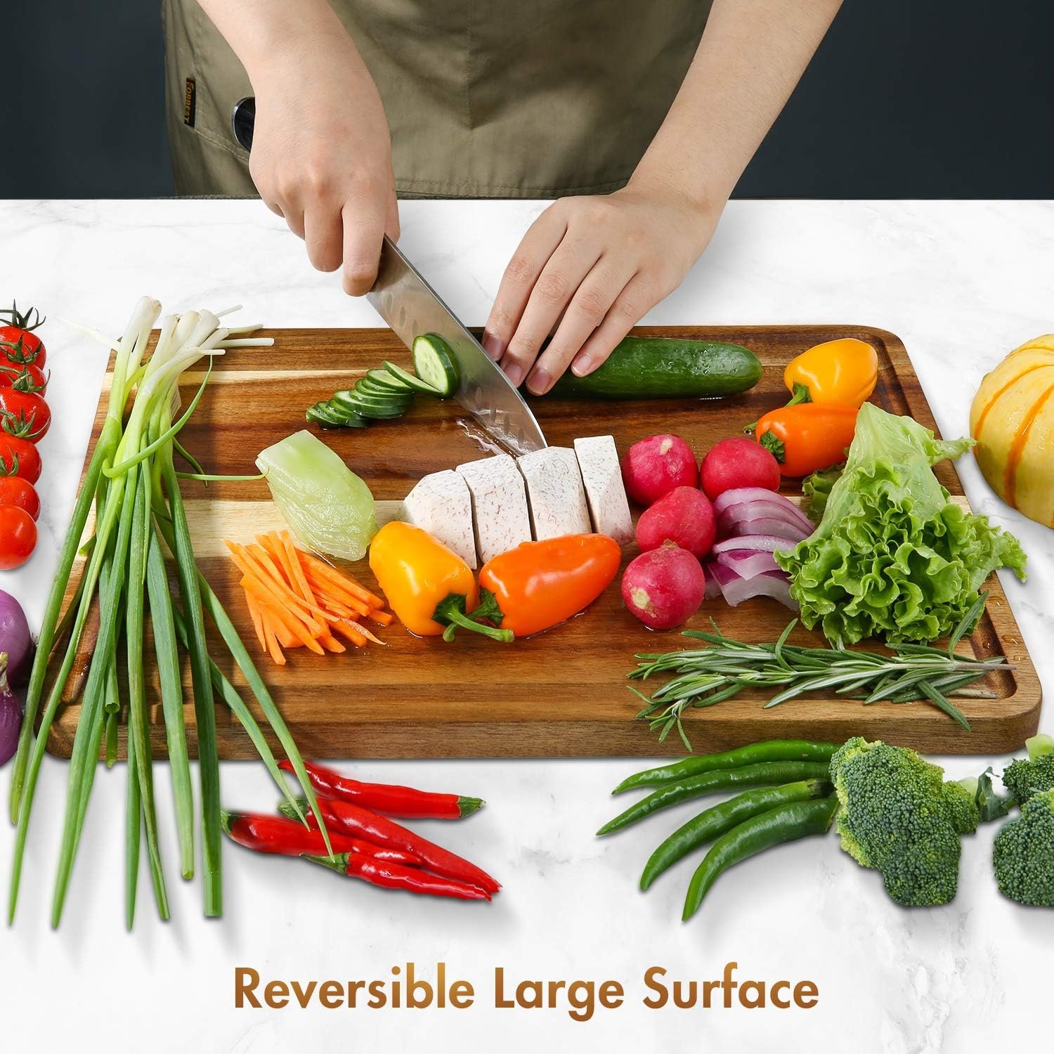 AZRHOM Large Wood Cutting Boards Set of 4 for Kitchen Cheese Charcuterie Board (Gift Box Included) Acacia Butcher Block with Non-slip Mats, Juice Groove and Handles (16x12, 14x10, double 11x8 inch) AZRHOM Large Wood Cutting Boards Set of 4 for Kitchen Cheese Charcuterie Board (Gift Box Included) Acacia Butcher Block with Non-slip Mats, Juice Groove and Handles (16x12, 14x10, double 11x8 inch)