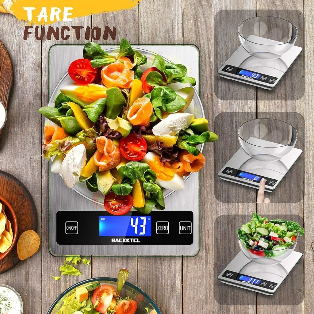BACK KTCL Cooking Master Digital Food Kitchen Scale, 22lb Weight Multifunction Scale Measures in Grams and Ounces for Cooking Baking, 1g/0.1oz Precise Graduation, Stainless Steel and Tempered Glass BACK KTCL Cooking Master Digital Food Kitchen Scale, 22lb Weight Multifunction Scale Measures in Grams and Ounces for Cooking Baking, 1g/0.1oz Precise Graduation, Stainless Steel and Tempered Glass