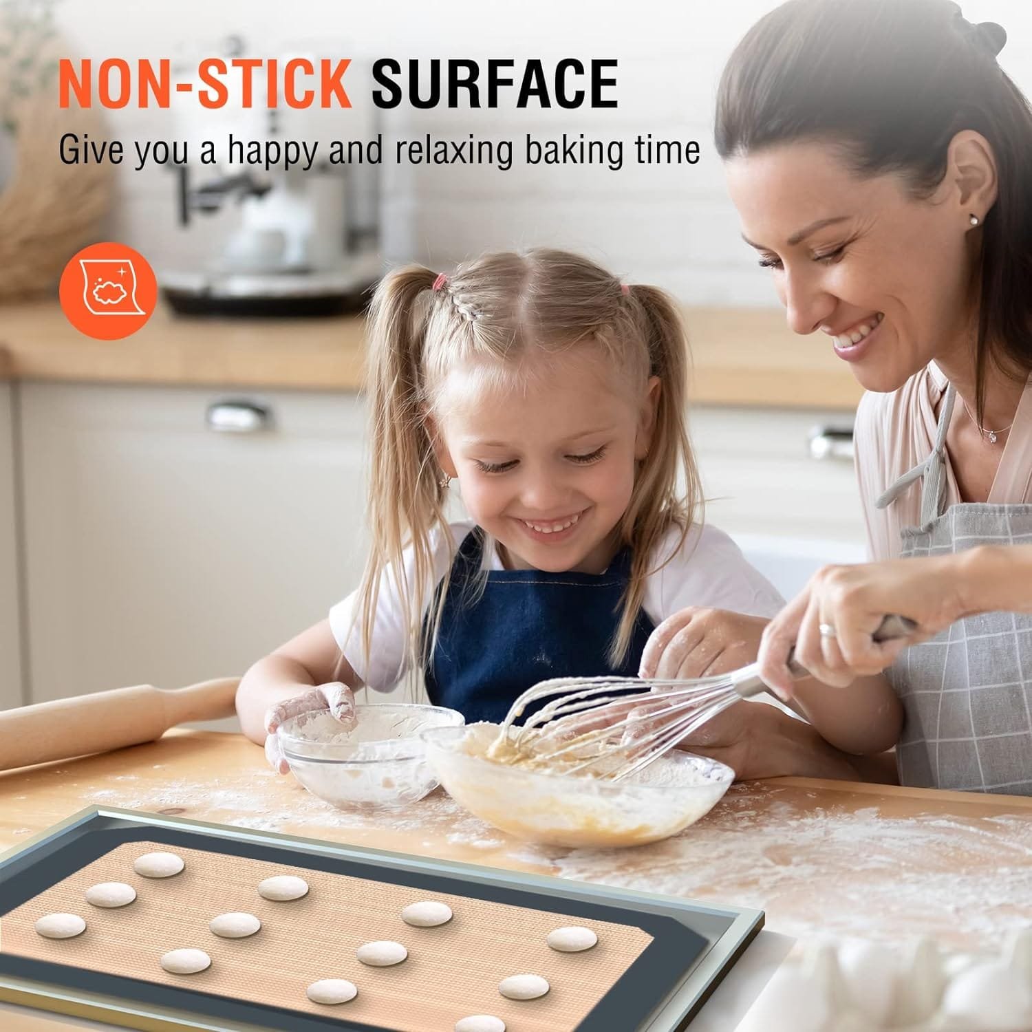 Baking Mat Silicone Macaron Sheet: Non-stick Cookie Reusable for Kitchen