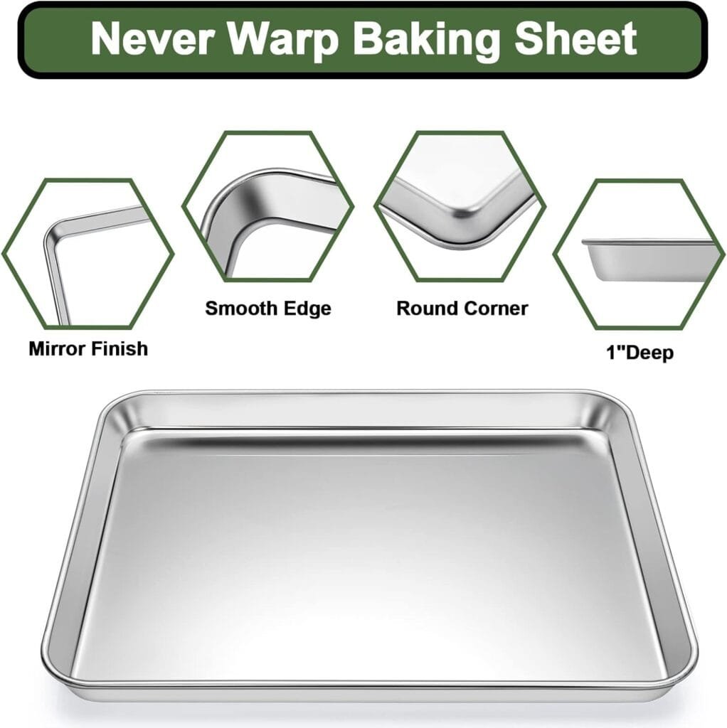 Baking Sheet Tray Cooling Rack with Silicone Mat Set, Stainless Steel Cookie Pan For Oven, Set of 9 (3 Sheets + 3 Racks Mats), Warp Resistant  Heavy Duty Easy Clean
