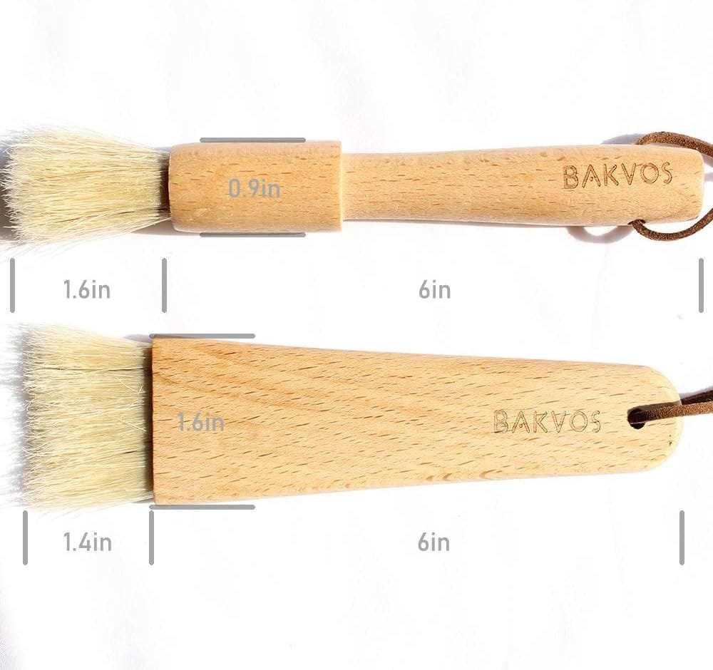 BAKVOS Pastry Brushes With Natural Wood and Bristles,Baking Brushes,Cooking Brushes,Food Brushes,Round and Flat,2 Pack