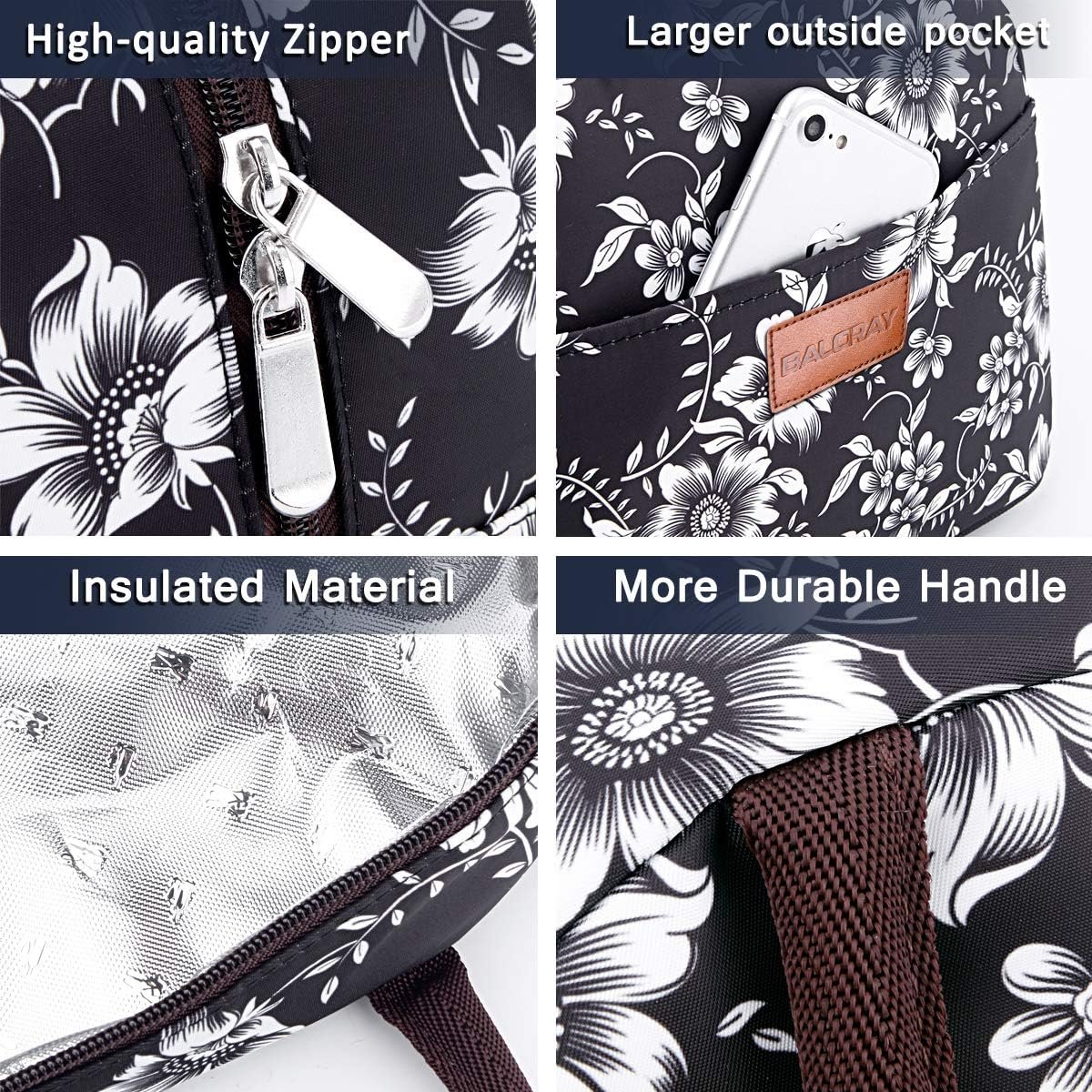 BALORAY Lunch/Tote Bag for Women Lunch Box Insulated Lunch Container