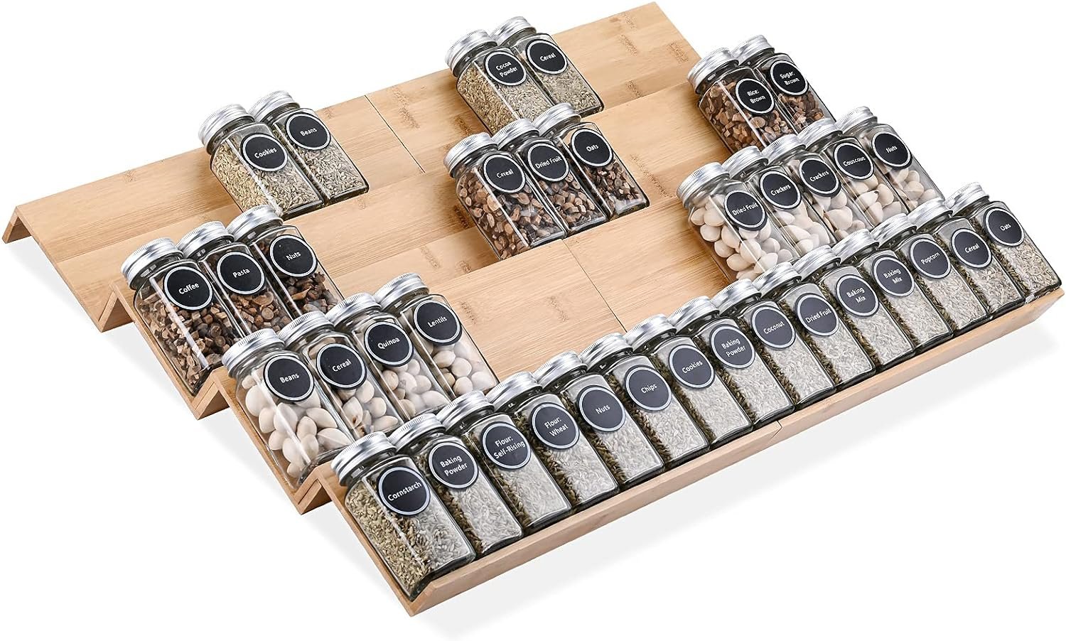Bamboo Spice Rack Tray - 64 Jars Spice Drawer Organizer for Kitchen Cabinets Storage and Organization Bamboo Spice Rack Tray - 64 Jars Spice Drawer Organizer for Kitchen Cabinets Storage and Organization