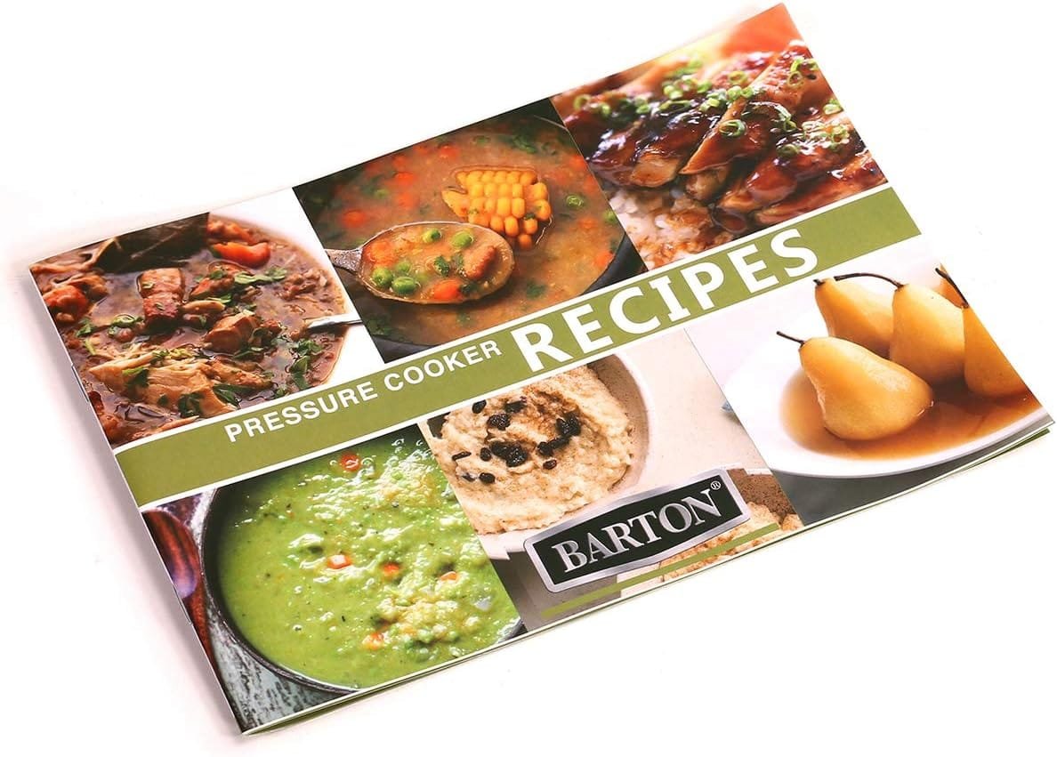 Barton 6-Quart Stainless Steel Pressure Cooker 18/8 Food-Grade Cookware Dishwasher Safe Lock Lid 15-PSI with Recipe Book