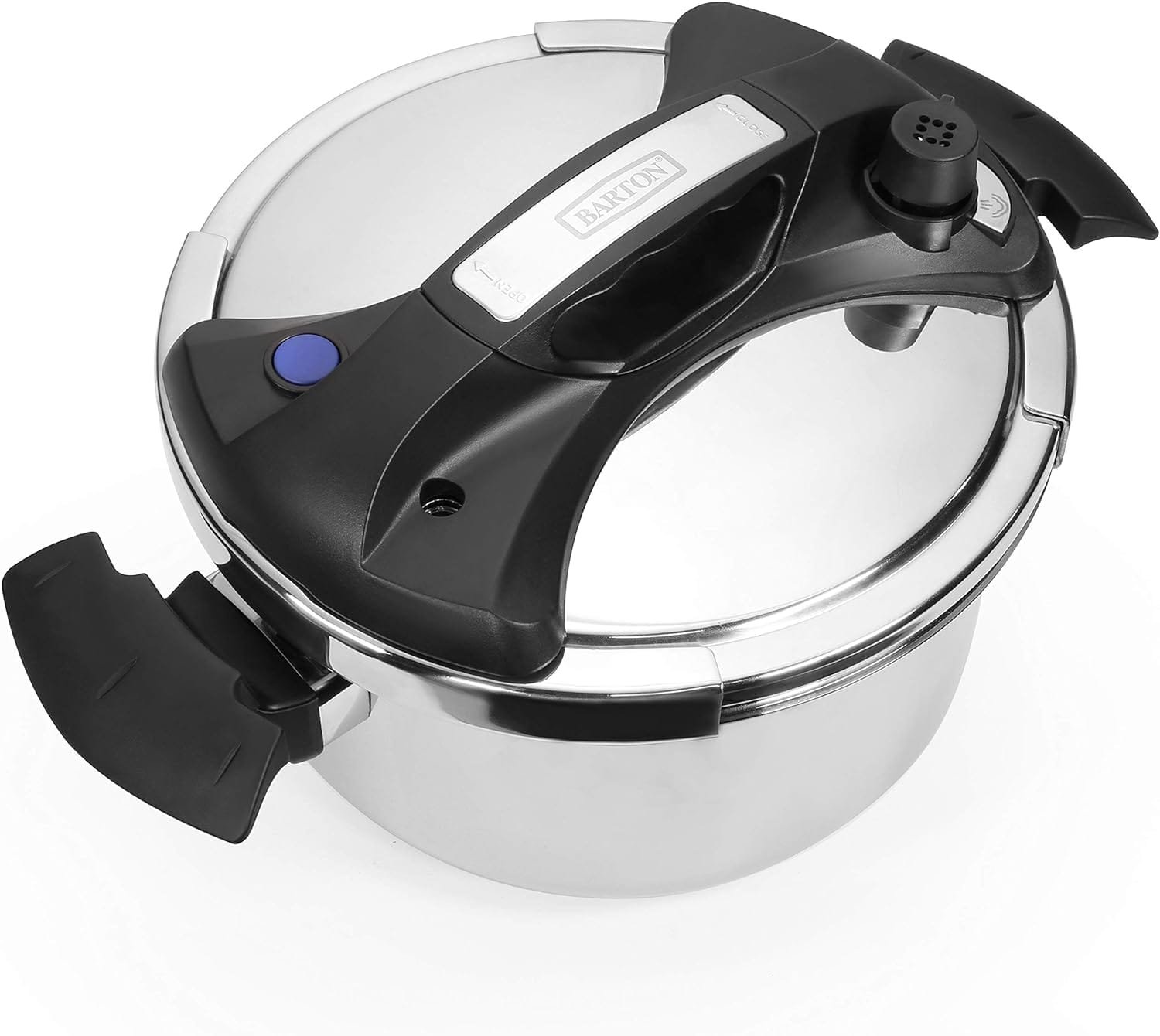 Barton 6 Quart Turbo Pressure Cooker Stovetop 18/8 Stainless Steel with Easy-Lock Lid (6QT) with Recipe Book