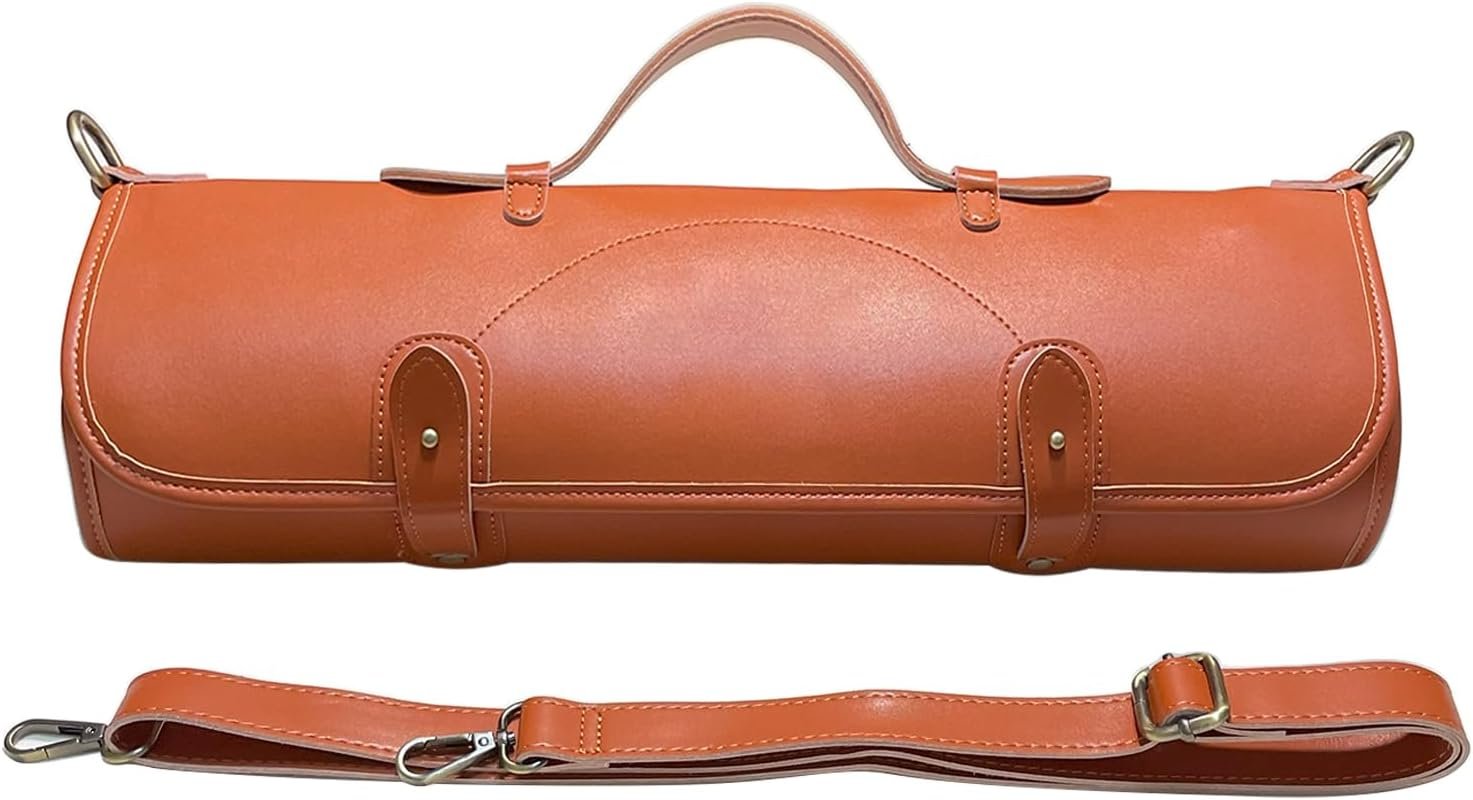 Begin Anywhere Premium Knife Roll Bag Convenient Storage and Protection for Your Chef Knives - Full Body Leather Made Ideal Knife Bag for Chefs, 10 Knife Slots and 1 Zipper Pocket