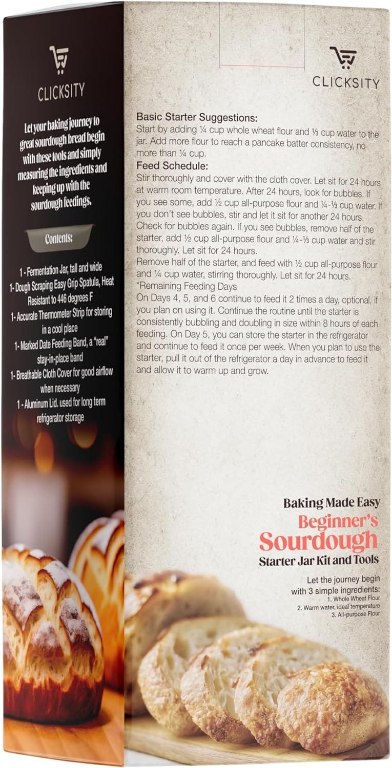 Beginners Sourdough Bread Maker Starter Kit with Thermometer - Makes 2-3 Loaves of Fresh Sourdough Bread with 3 Simple Ingredients Beginners Sourdough Bread Maker Starter Kit with Thermometer - Makes 2-3 Loaves of Fresh Sourdough Bread with 3 Simple Ingredients