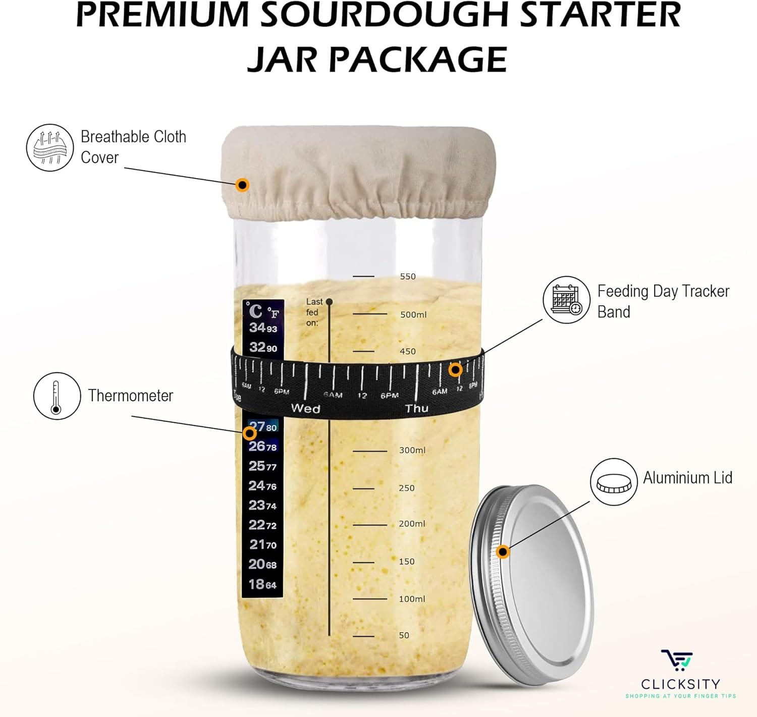 Beginners Sourdough Bread Maker Starter Kit with Thermometer - Makes 2-3 Loaves of Fresh Sourdough Bread with 3 Simple Ingredients Beginners Sourdough Bread Maker Starter Kit with Thermometer - Makes 2-3 Loaves of Fresh Sourdough Bread with 3 Simple Ingredients