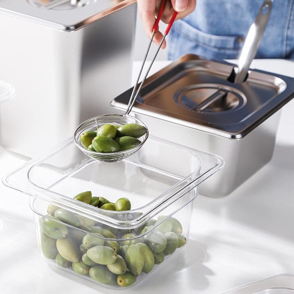 Bekith 6 Pack 1/6 Size Clear Polycarbonate Food Pans with Lids for Kitchen Restaurant Food Prep, 4 Inches Deep Bekith 6 Pack 1/6 Size Clear Polycarbonate Food Pans with Lids for Kitchen Restaurant Food Prep, 4 Inches Deep