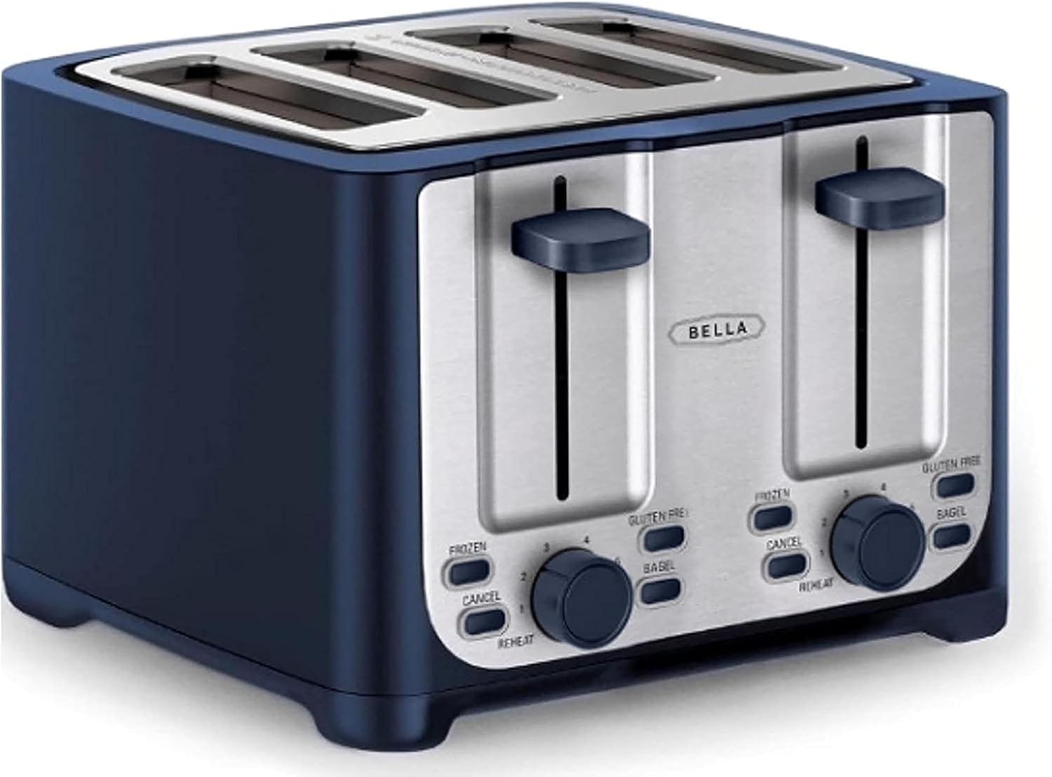 BELLA 4 Slice Toaster with Auto Shut Off - Extra Wide Slots  Removable Crumb Tray and Cancel, Defrost  Reheat Function - Toast Bread  Bagel, Red