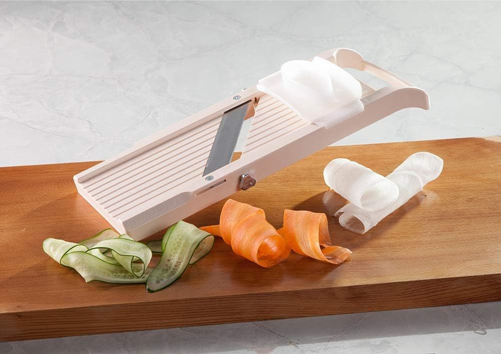 Benriner Super Standard Madoline Slicer, with with 4 Japanese Stainless Steel Blades, Almond