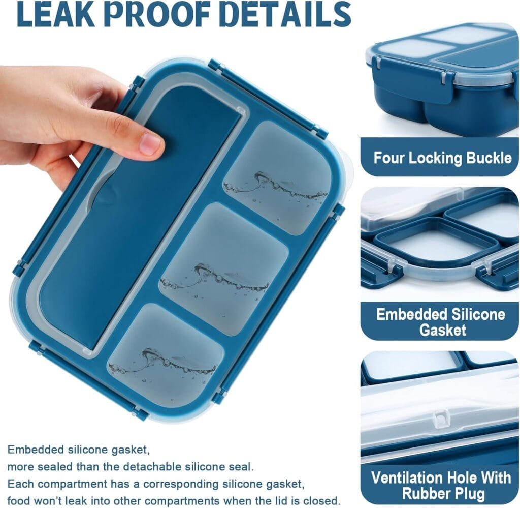 Bento Box Adult Lunch Box, Containers for Adults Men Women with 4 Compartments, Lunchable Food Container with Utensils, Sauce Jar, Muffin Liners, 40 Oz/5 Cup, Microwave  Dishwasher Safe, Brown Bento Box Adult Lunch Box, Containers for Adults Men Women with 4 Compartments, Lunchable Food Container with Utensils, Sauce Jar, Muffin Liners, 40 Oz/5 Cup, Microwave  Dishwasher Safe, Brown