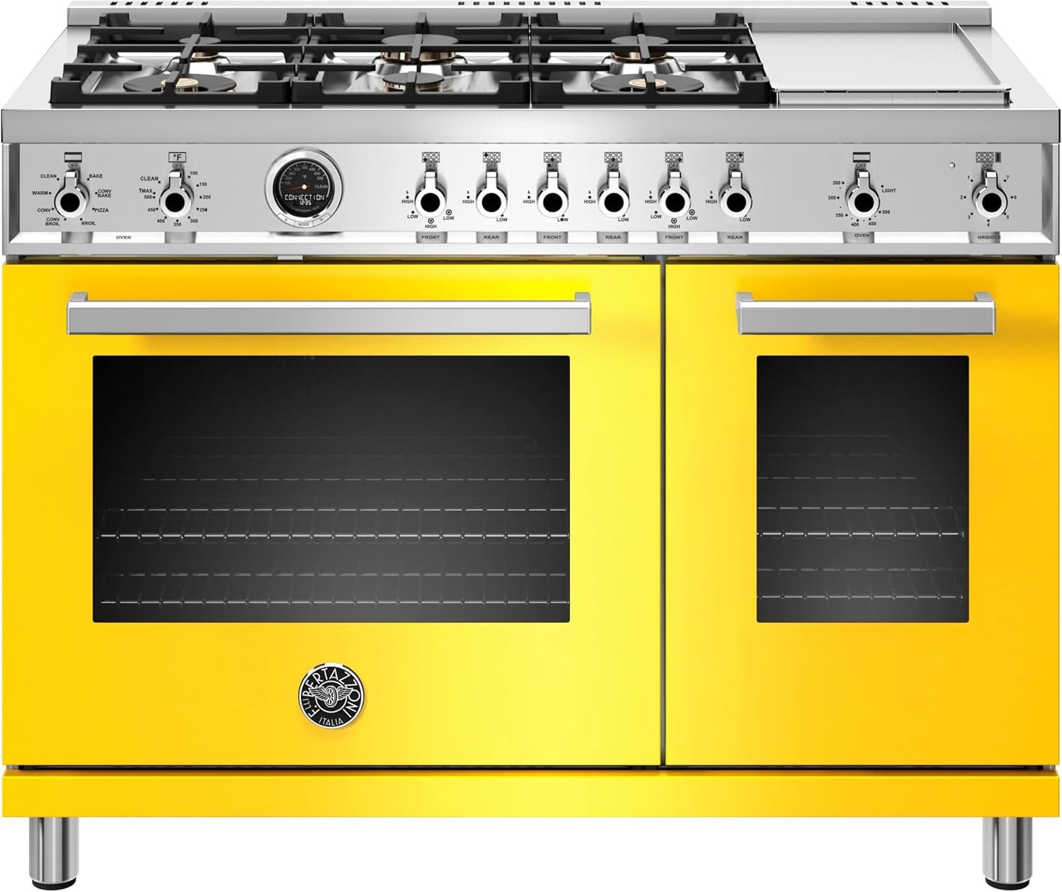 Bertazzoni PROF486GDFSGIT Professional Series Dual Fuel Range, 48 DF, Yellow