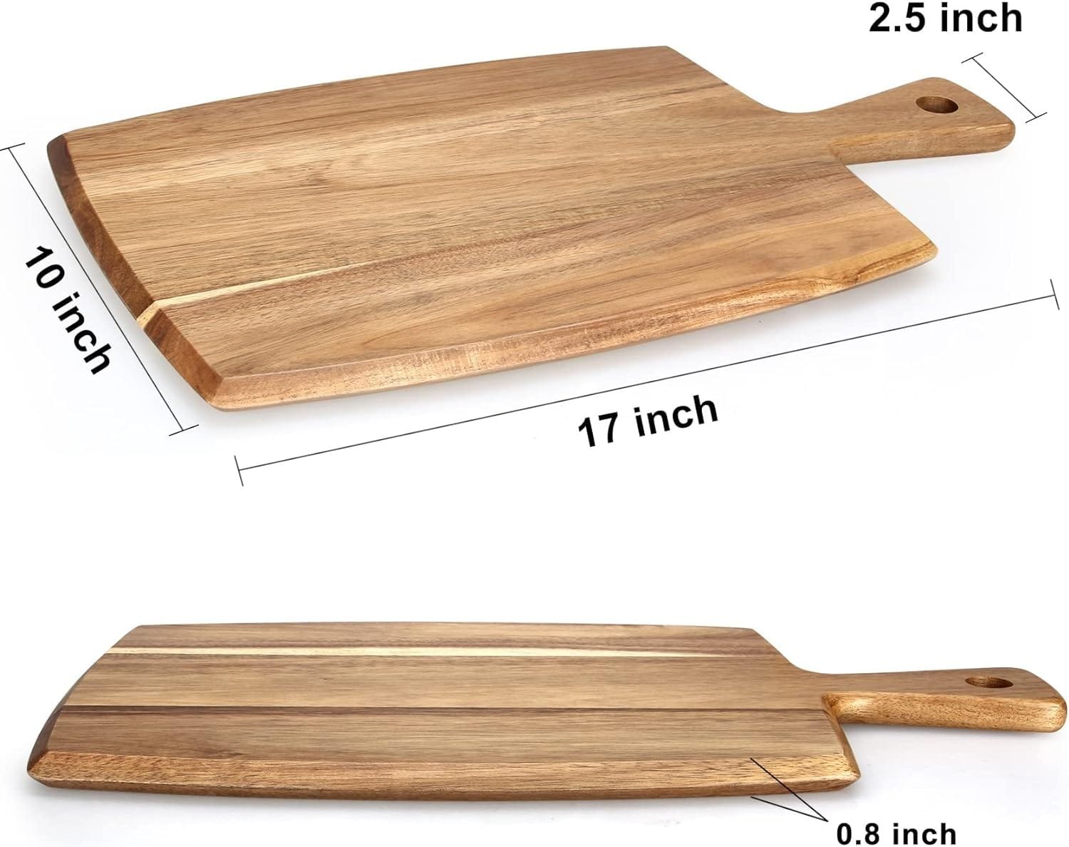 Best Acacia Wood Cutting Board with Handle Wooden Charcuterie Board Kitchen Chopping Boards for Bread Meat Cutting boards Fruit Cheese Serving Board Butcher Block Carving Board, 17 x 10