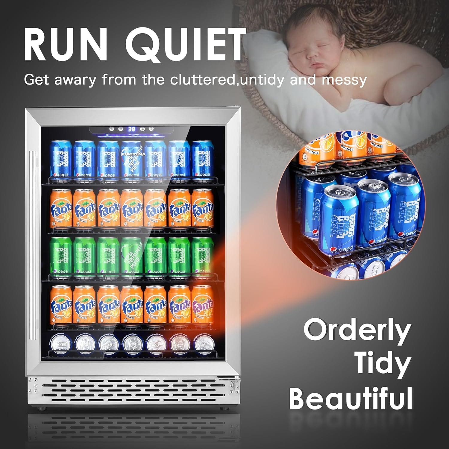 Beverage Refrigerator, Phiestina15 inch 96 Cans Built-in or Freestanding Beverage Cooler Mini Fridge with Auto Defrost,Glass Door 6 Removable Shelves for Home Bar Office Beverage Refrigerator, Phiestina15 inch 96 Cans Built-in or Freestanding Beverage Cooler Mini Fridge with Auto Defrost,Glass Door 6 Removable Shelves for Home Bar Office