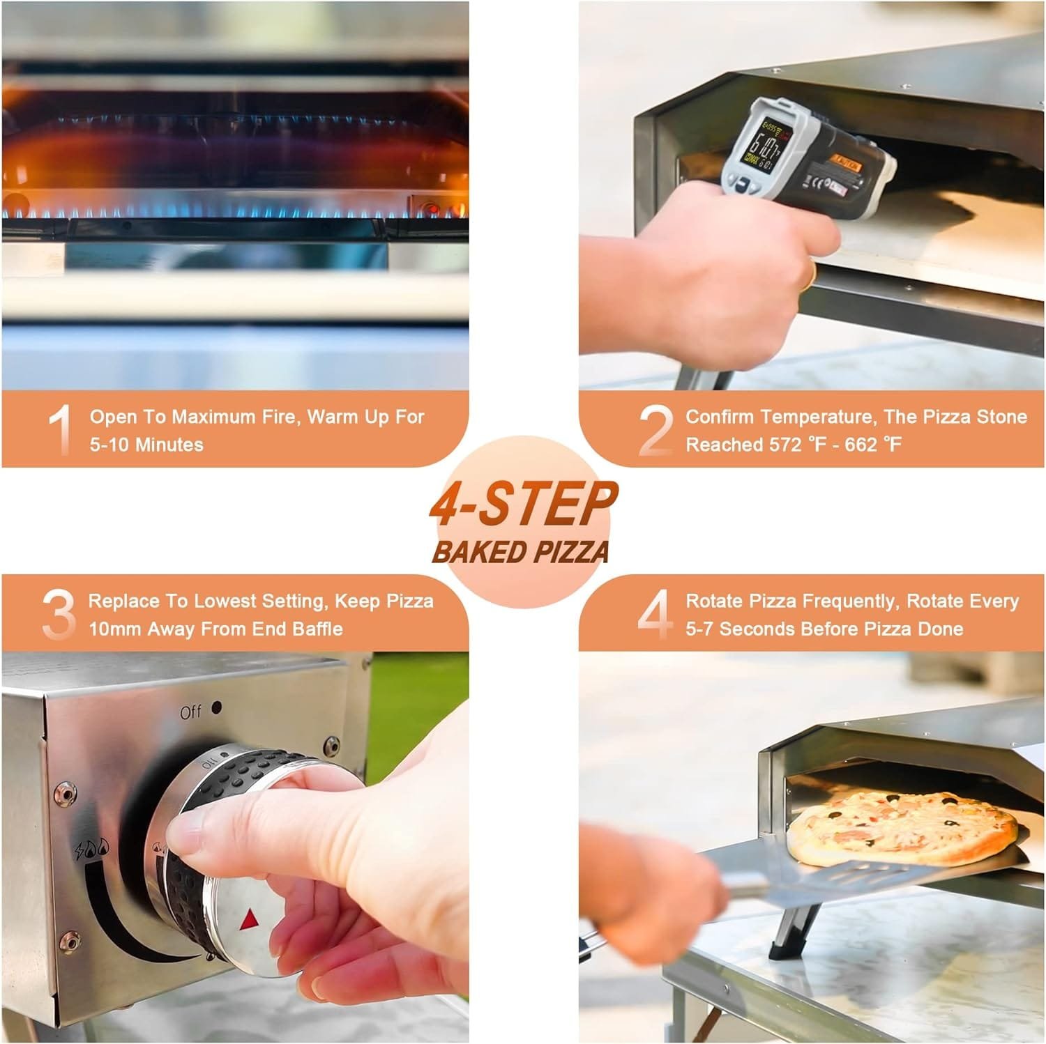 BIG HORN Gas Pizza Oven, 12 inch Portable Stainless Steel Propane Pizza Oven, Outdoor Pizza Maker with Stone for Baked Pizza BIG HORN Gas Pizza Oven, 12 inch Portable Stainless Steel Propane Pizza Oven, Outdoor Pizza Maker with Stone for Baked Pizza