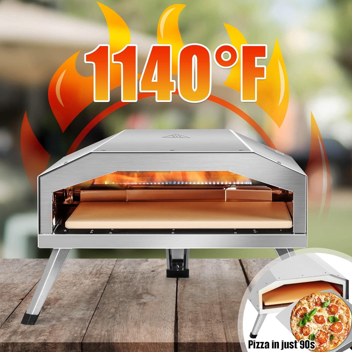 BIG HORN Gas Pizza Oven, 12 inch Portable Stainless Steel Propane Pizza Oven, Outdoor Pizza Maker with Stone for Baked Pizza BIG HORN Gas Pizza Oven, 12 inch Portable Stainless Steel Propane Pizza Oven, Outdoor Pizza Maker with Stone for Baked Pizza