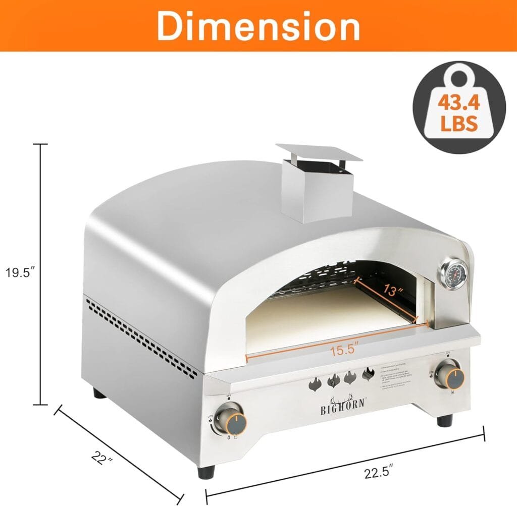 BIG HORN OUTDOORS Gas Pizza Oven, Portable Propane Pizza Oven with 13 inch Pizza Stone, Stainless Steel Pizza Maker for Outdoor Cooking BIG HORN OUTDOORS Gas Pizza Oven, Portable Propane Pizza Oven with 13 inch Pizza Stone, Stainless Steel Pizza Maker for Outdoor Cooking