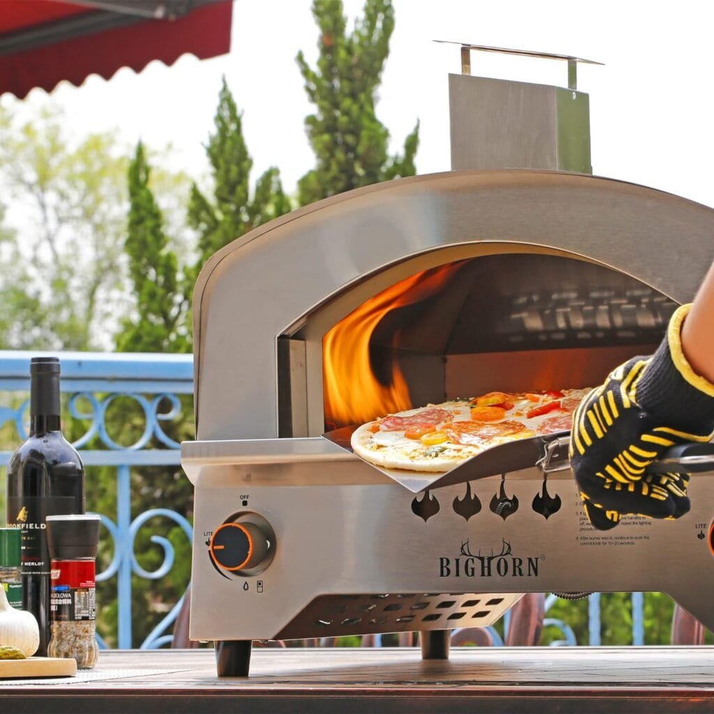 BIG HORN OUTDOORS Gas Pizza Oven, Portable Propane Pizza Oven with 13 inch Pizza Stone, Stainless Steel Pizza Maker for Outdoor Cooking BIG HORN OUTDOORS Gas Pizza Oven, Portable Propane Pizza Oven with 13 inch Pizza Stone, Stainless Steel Pizza Maker for Outdoor Cooking