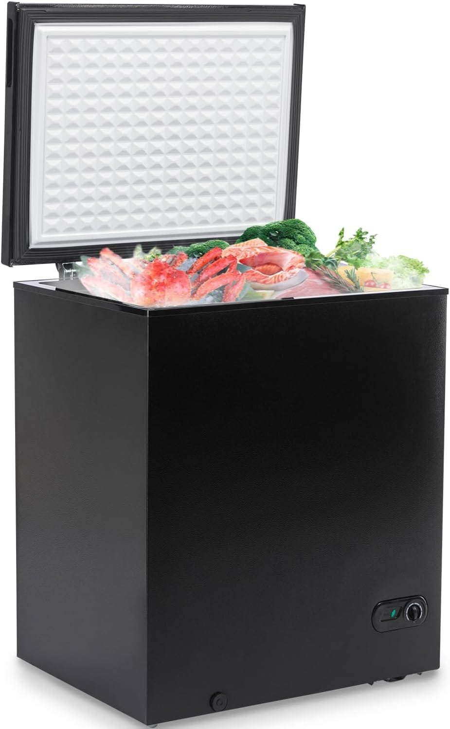 Black Chest Freezer,3.5 Cu Ft Compact Freezer with 7 Level Adjustable Temperature,Top Open Door Freezer with Removable Storage Basket,Energy Saving Deep Freezer (Black,3.5 Cu Ft) Black Chest Freezer,3.5 Cu Ft Compact Freezer with 7 Level Adjustable Temperature,Top Open Door Freezer with Removable Storage Basket,Energy Saving Deep Freezer (Black,3.5 Cu Ft)