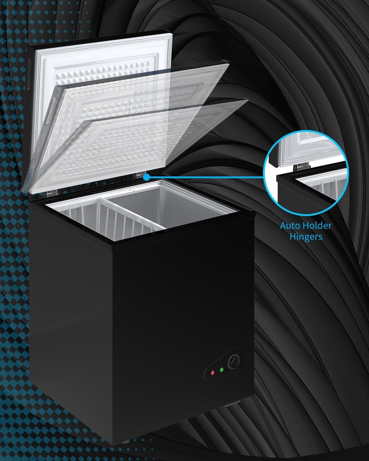 Black Chest Freezer,3.5 Cu Ft Compact Freezer with 7 Level Adjustable Temperature,Top Open Door Freezer with Removable Storage Basket,Energy Saving Deep Freezer (Black,3.5 Cu Ft) Black Chest Freezer,3.5 Cu Ft Compact Freezer with 7 Level Adjustable Temperature,Top Open Door Freezer with Removable Storage Basket,Energy Saving Deep Freezer (Black,3.5 Cu Ft)