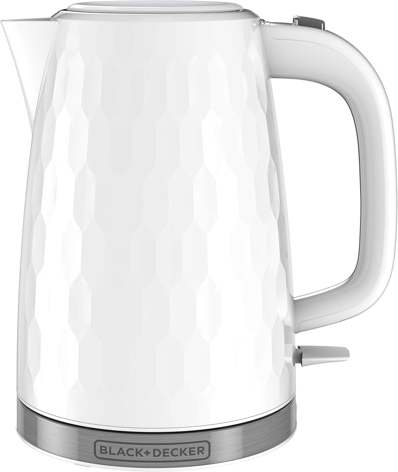 BLACK+DECKER 1.7L Cordless Electric Kettle, KE1560W, Premium Texture, Water Window, Rapid Boil, Auto Shutoff, White BLACK+DECKER 1.7L Cordless Electric Kettle, KE1560W, Premium Texture, Water Window, Rapid Boil, Auto Shutoff, White