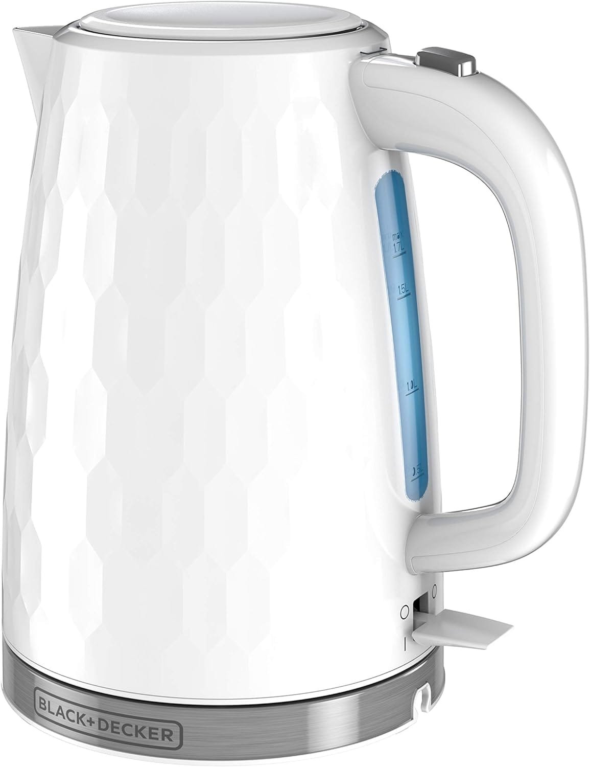 BLACK+DECKER 1.7L Cordless Electric Kettle, KE1560W, Premium Texture, Water Window, Rapid Boil, Auto Shutoff, White BLACK+DECKER 1.7L Cordless Electric Kettle, KE1560W, Premium Texture, Water Window, Rapid Boil, Auto Shutoff, White