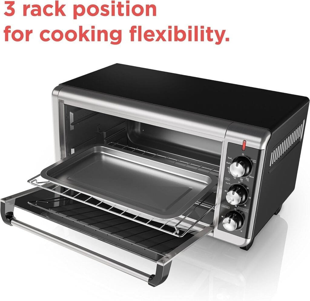 BLACK+DECKER 8-Slice Extra Wide Convection Toaster Oven, TO3250XSB, Fits 9x13 Oven Pans and 12 Pizza, Stainless Steel/Black