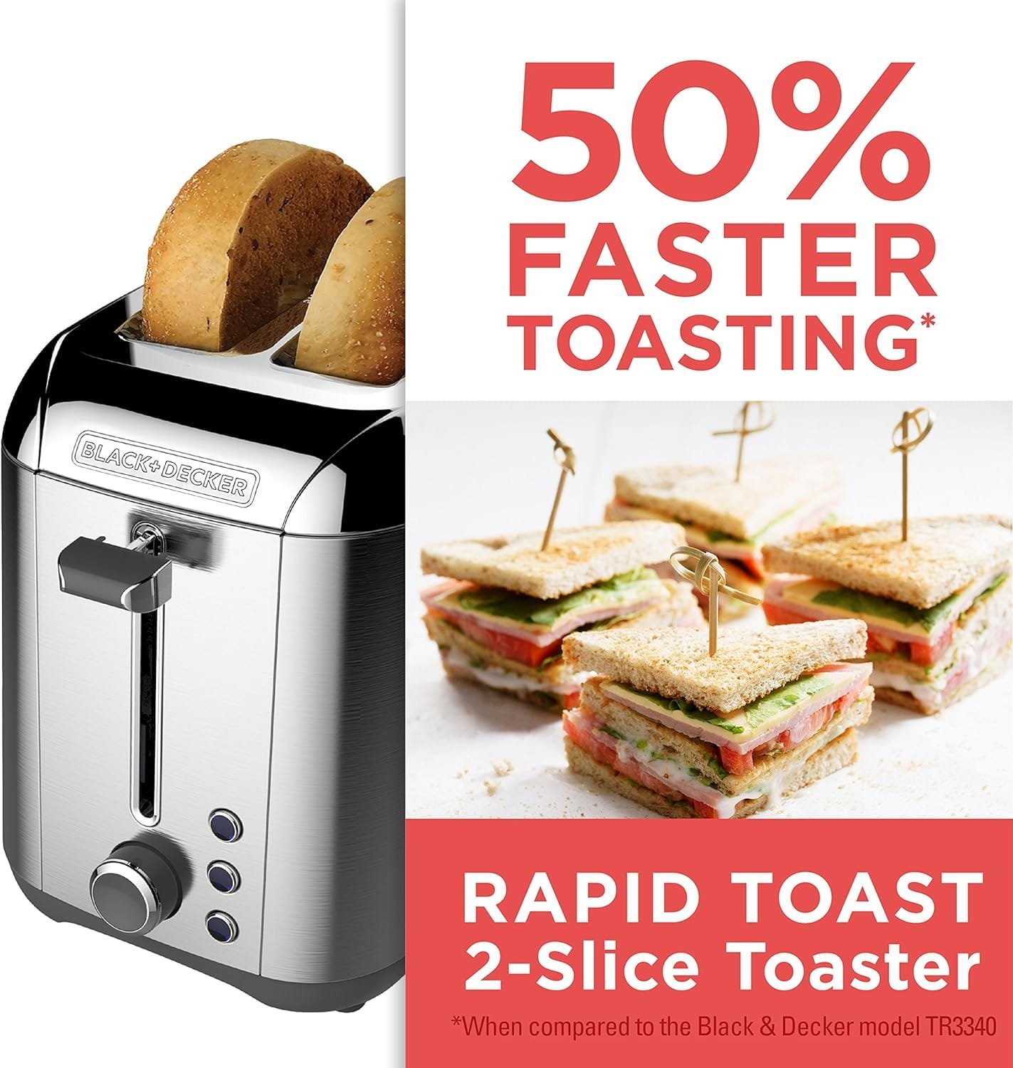 BLACK+DECKER TR3500SD Rapid Toast 2-Slice Toaster, Stainless Steel BLACK+DECKER TR3500SD Rapid Toast 2-Slice Toaster, Stainless Steel