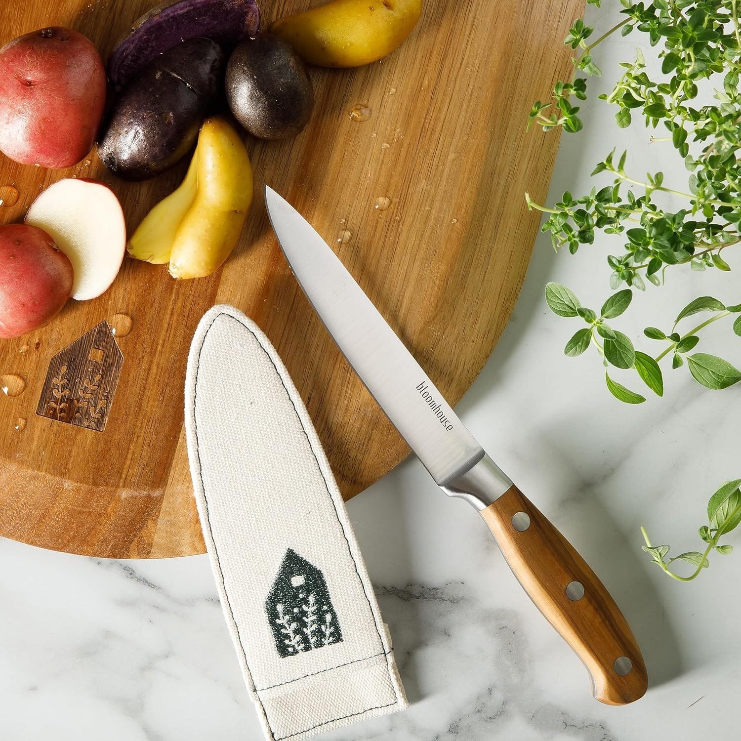 Bloomhouse - Oprahs Favorite Things - 8 Inch German Steel Chef Knife W/Italian Olive Wood Forged Handle