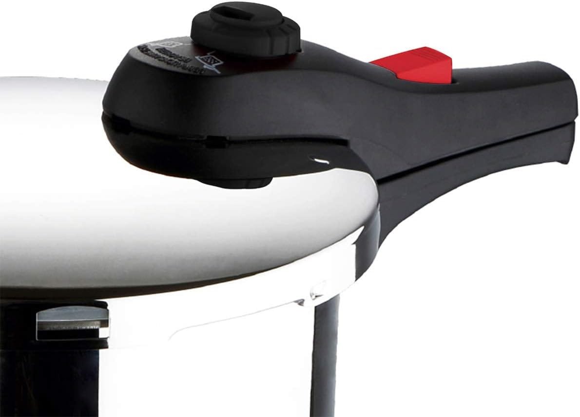 Bogner - Stainless Steel Pressure Cooker. 4 Safety Security System Valve and Clip Closure, 8.4 quartz Capacity, Compatible with all types of stoves