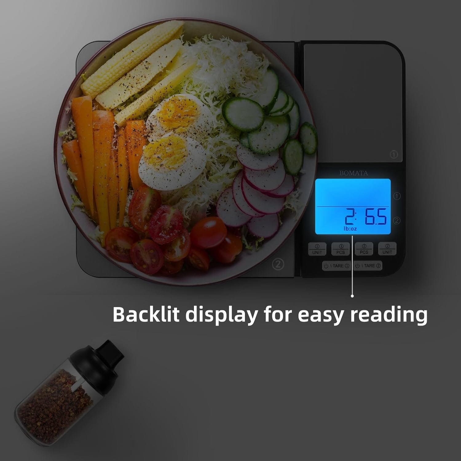 BOMATA Dual Platform Digital Kitchen Scale with Two Precision 0.1g  0.01g/0.001oz, Max Capacity 11lb/5kg,Tare Function, Units Conversions, Stainless Steel, LCD with Backlit
