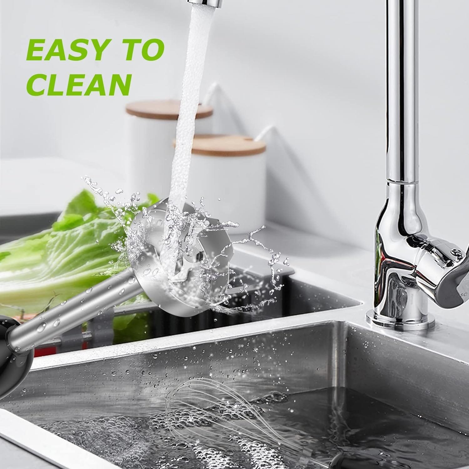 Bonsenkitchen Immersion Blender, 20 Variable Speeds  Turbo, 4-In-1 Stainless Steel Handheld Blender Stick Mixer with Egg Whisk, Beaker  Chopper Bowl