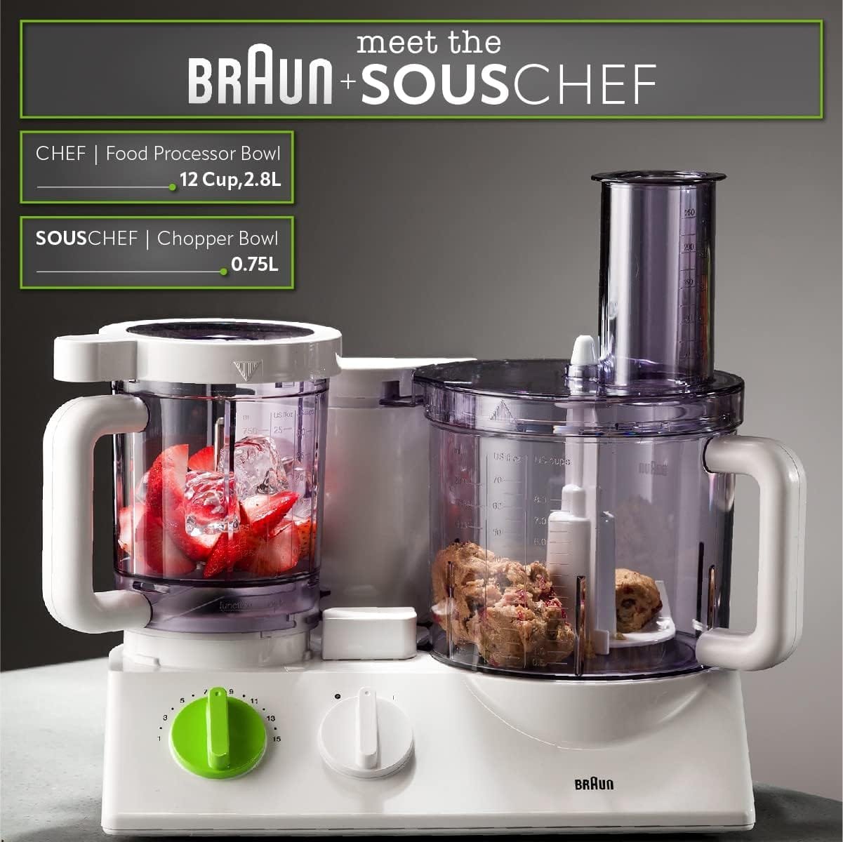 Braun 12 in 1 Multi-Functional Food processor | Kitchen System With Dual Control Technology, chopper, Blender, Juice Extractor, Citrus Juicer and French fry disc-made in Europe with German Engineering Braun 12 in 1 Multi-Functional Food processor | Kitchen System With Dual Control Technology, chopper, Blender, Juice Extractor, Citrus Juicer and French fry disc-made in Europe with German Engineering