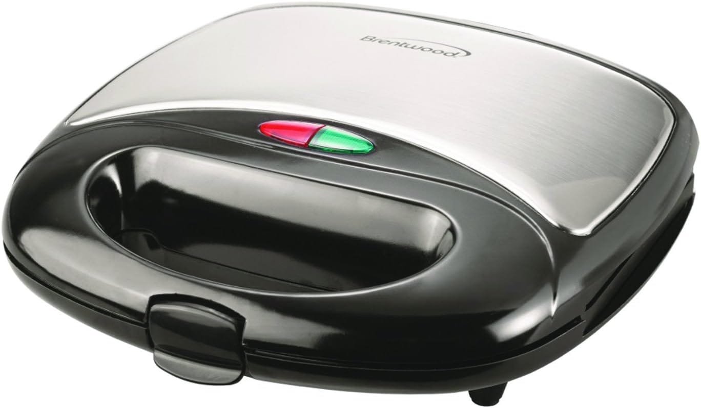 Brentwood Panini Press and Sandwich Maker Non-Stick, 9.75 x 9.75 x 3.75, Black
