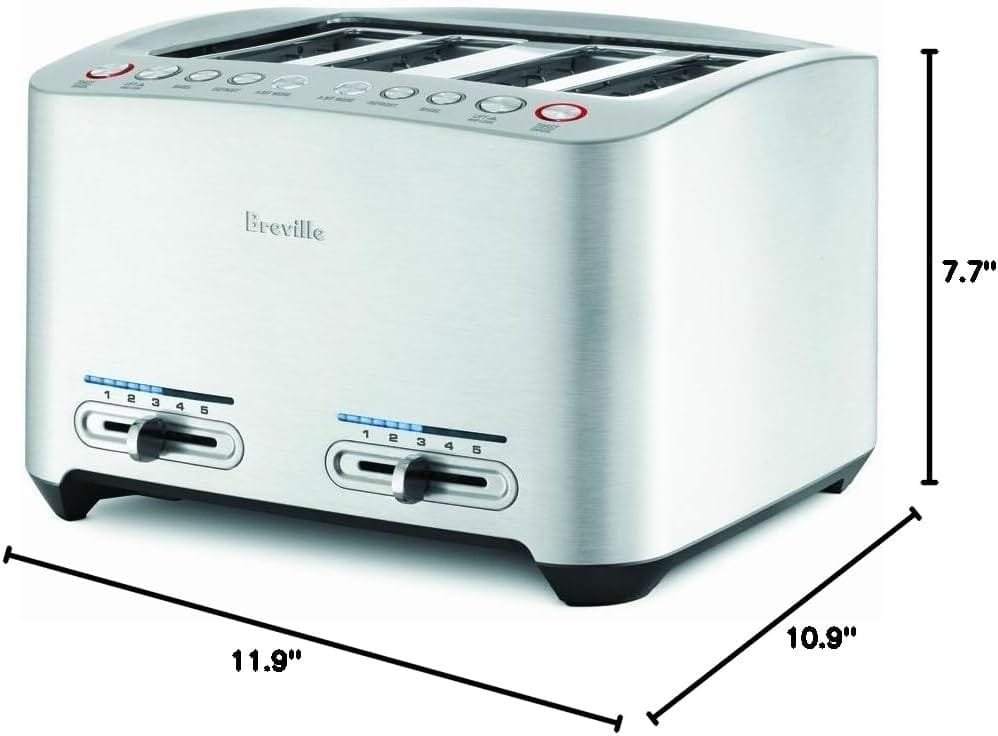 Breville 4-Slice BTA840XL Die-Cast Smart Toaster, Stainless Steel