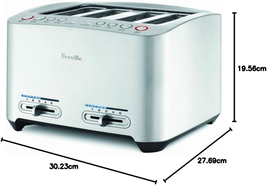 Breville 4-Slice BTA840XL Die-Cast Smart Toaster, Stainless Steel