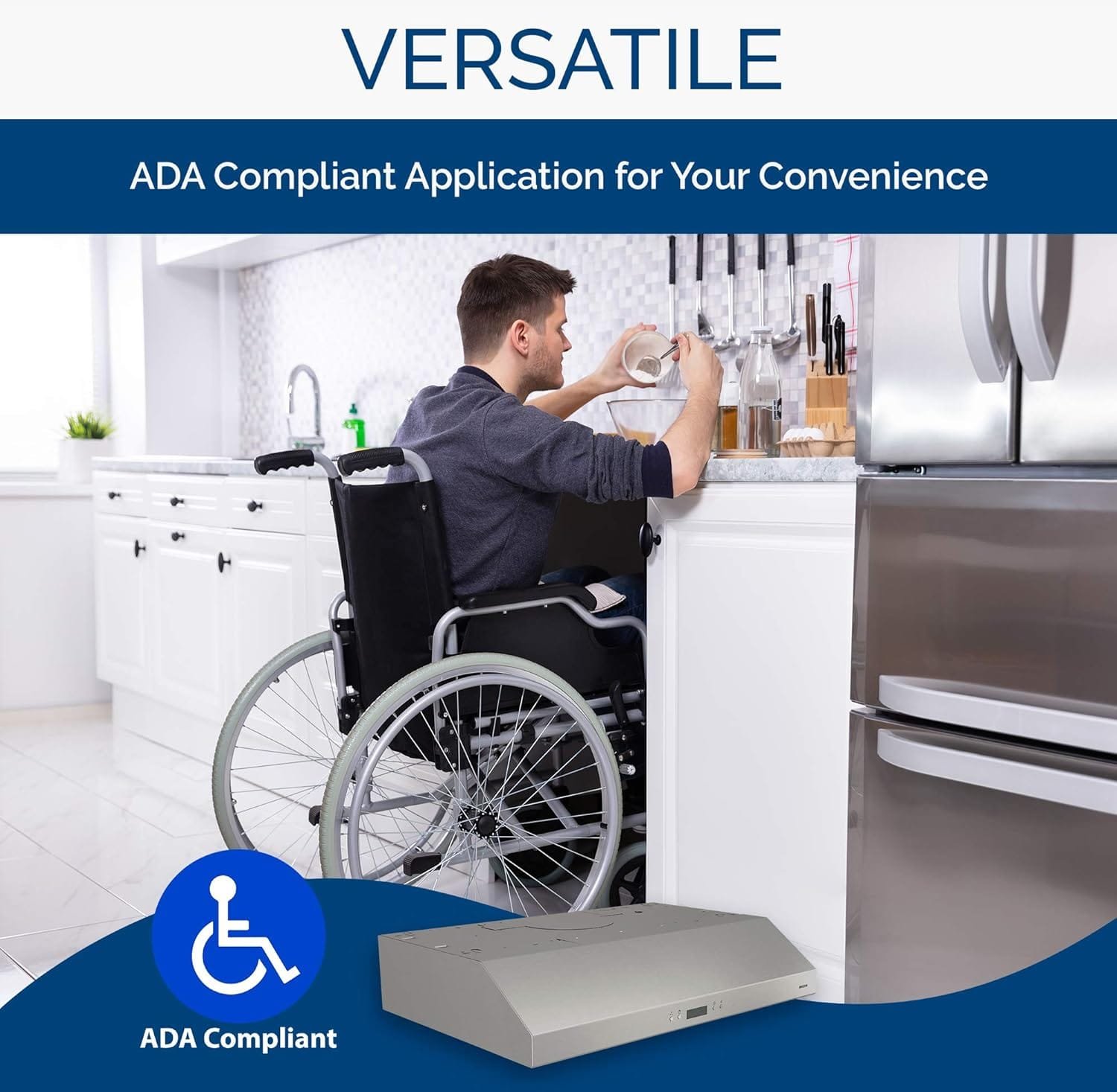 Broan-NuTone BCDJ130WH Glacier 30-inch Under-Cabinet 4-Way Convertible Range Hood with 3-Speed Exhaust Fan and Light, White