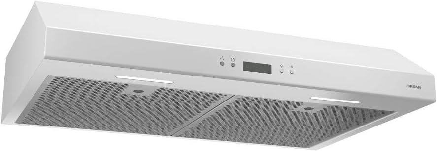 Broan-NuTone BCDJ130WH Glacier 30-inch Under-Cabinet 4-Way Convertible Range Hood with 3-Speed Exhaust Fan and Light, White