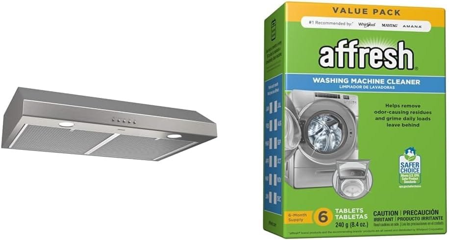 Broan-NuTone BCSQ130SS Three-Speed Glacier Under-Cabinet Range Hood with LED Lights ADA Capable, 1.5 Sones, 375 Max Blower CFM, 30-Inch, Stainless Steel