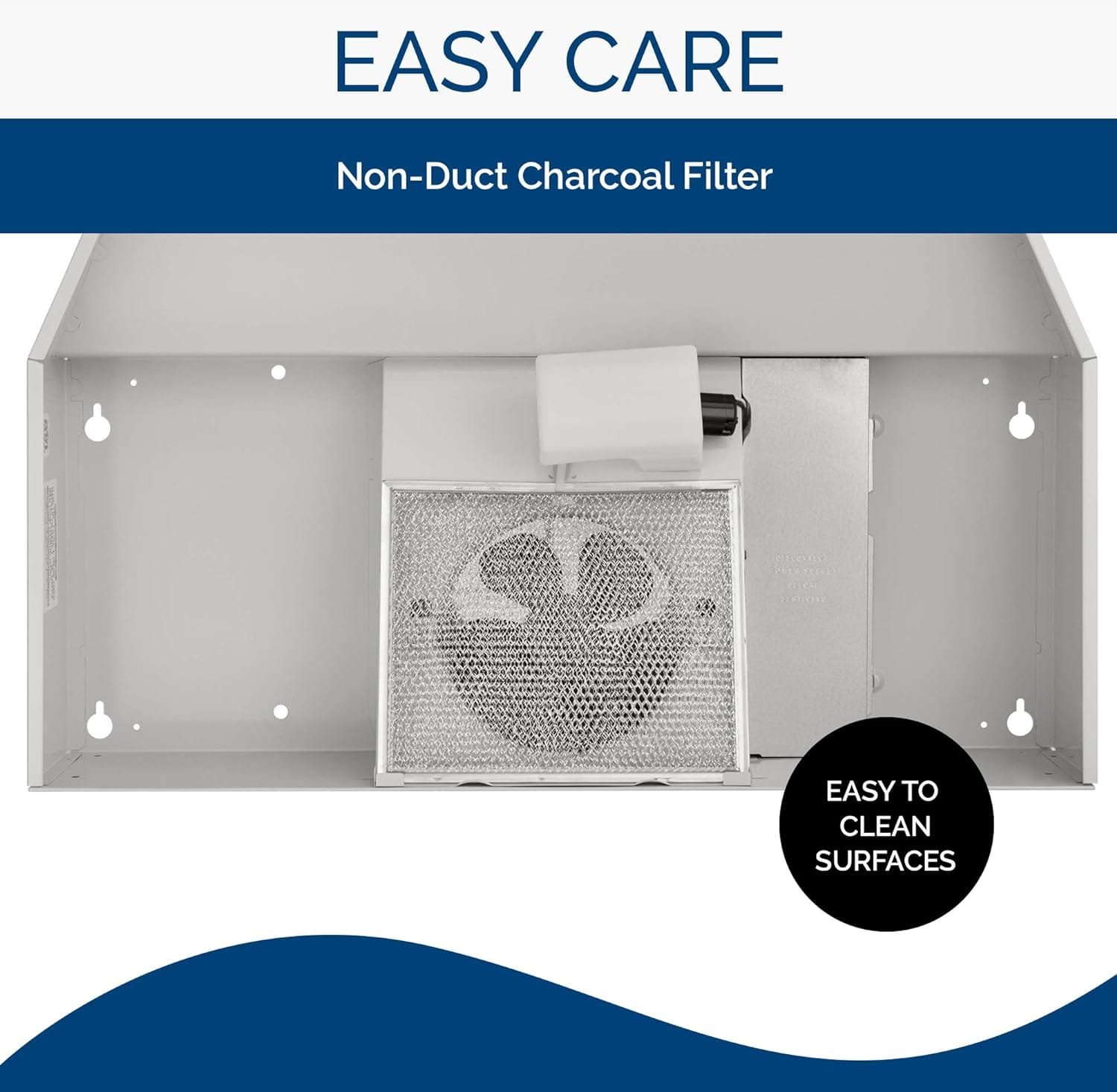 Broan-NuTone BUEZ130WW Non-Ducted Ductless Range Hood with Lights Exhaust Fan for Under Cabinet, 30-Inch, White