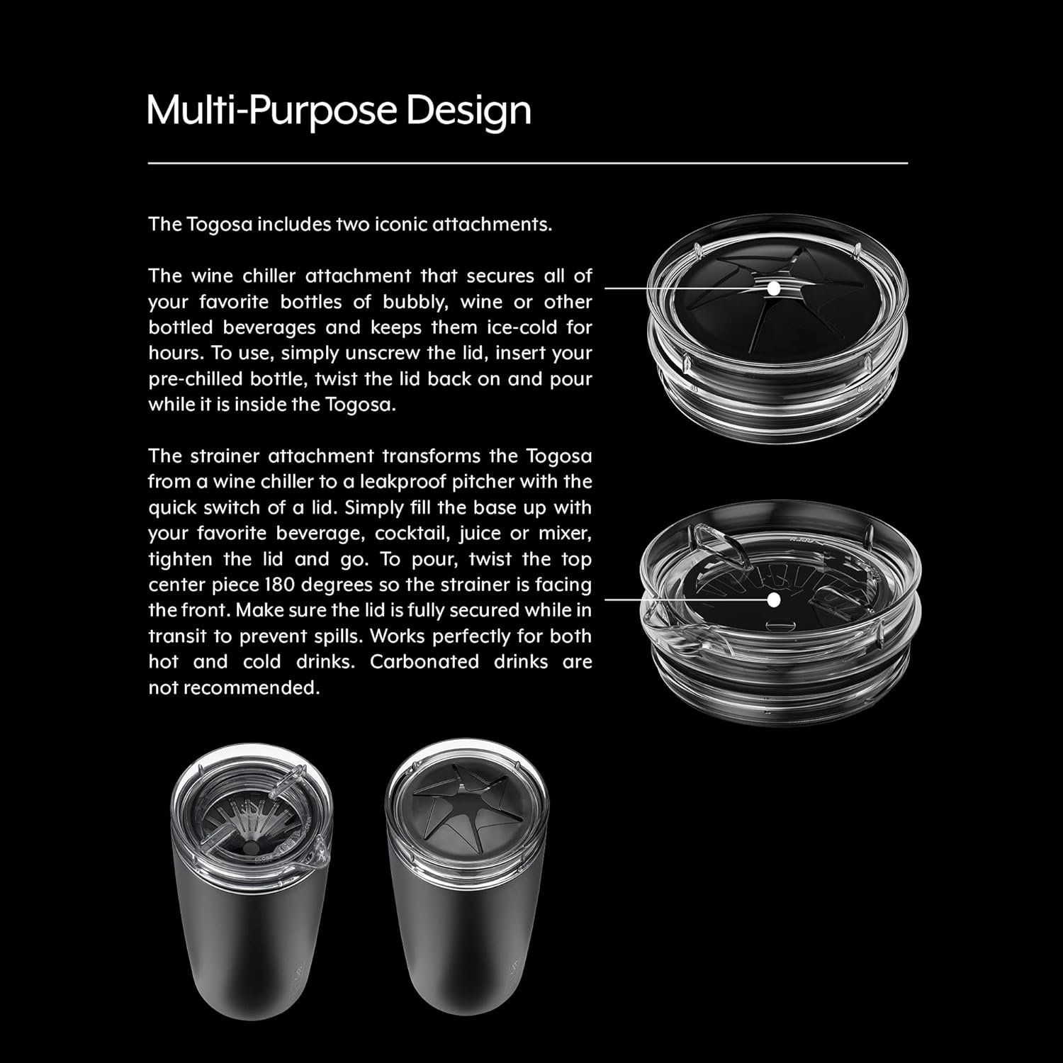 BrüMate Togosa 2-in-1 Wine Chiller Bucket or Champagne Bucket 100% Leakproof Pitcher | Portable Cooler Fits Most Wine, Champagne, Liquor Bottles | Perfect Wine Gifts | 49oz (Matte Black) BrüMate Togosa 2-in-1 Wine Chiller Bucket or Champagne Bucket 100% Leakproof Pitcher | Portable Cooler Fits Most Wine, Champagne, Liquor Bottles | Perfect Wine Gifts | 49oz (Matte Black)