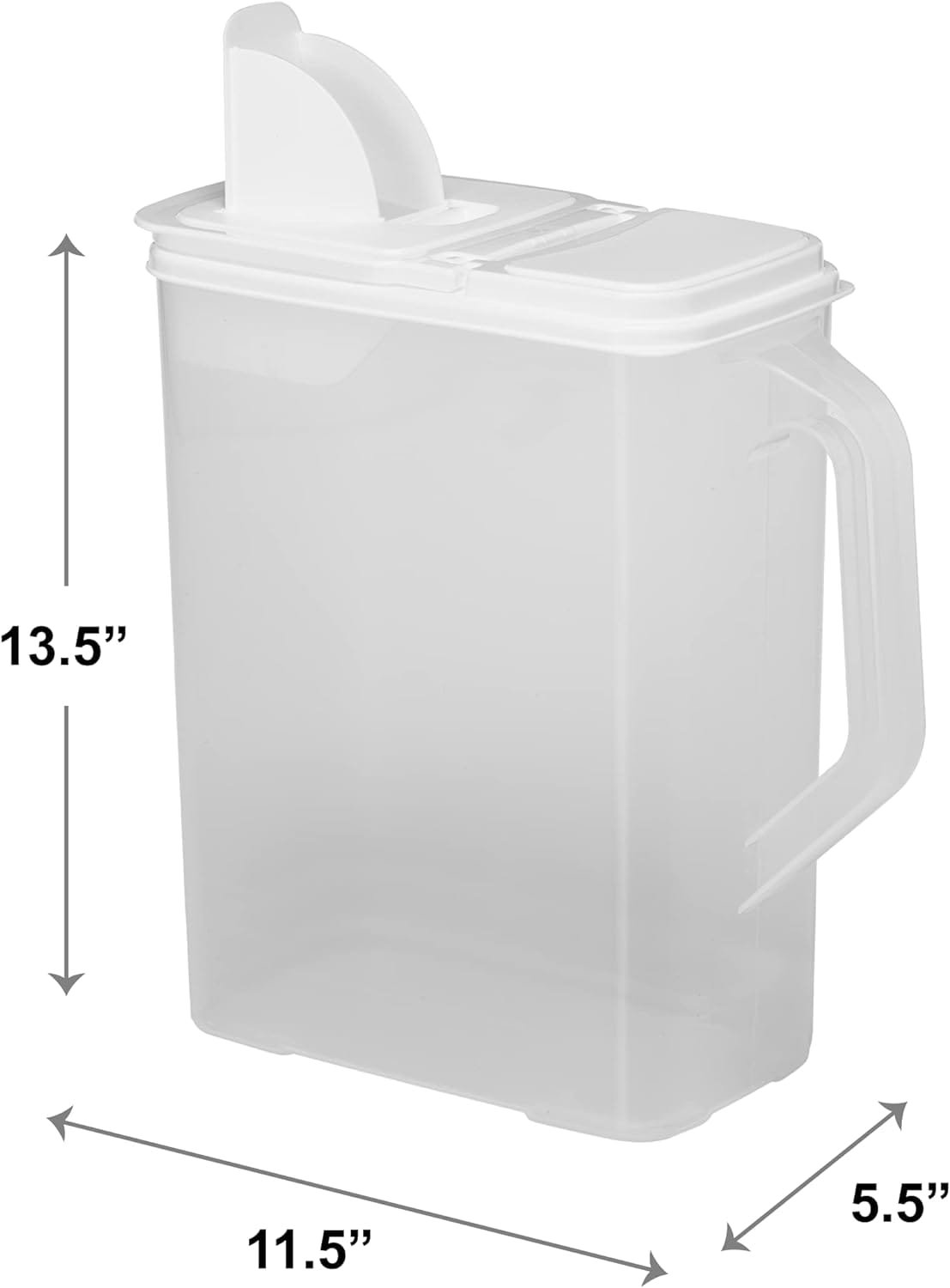 Buddeez Bulk Food Storage Container - 8 Quart All Purpose Clear  Large Pantry and Kitchen Organization and Storage - Cereal, Flour, Sugar, Rice Dispenser, EZ Grip Handle, EZ Pour Spout (White Lid)